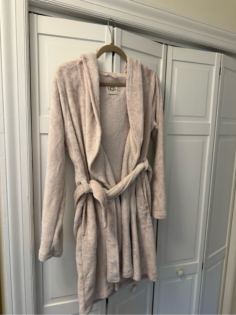 UGG Plush Hooded Belted Jacket in Blush